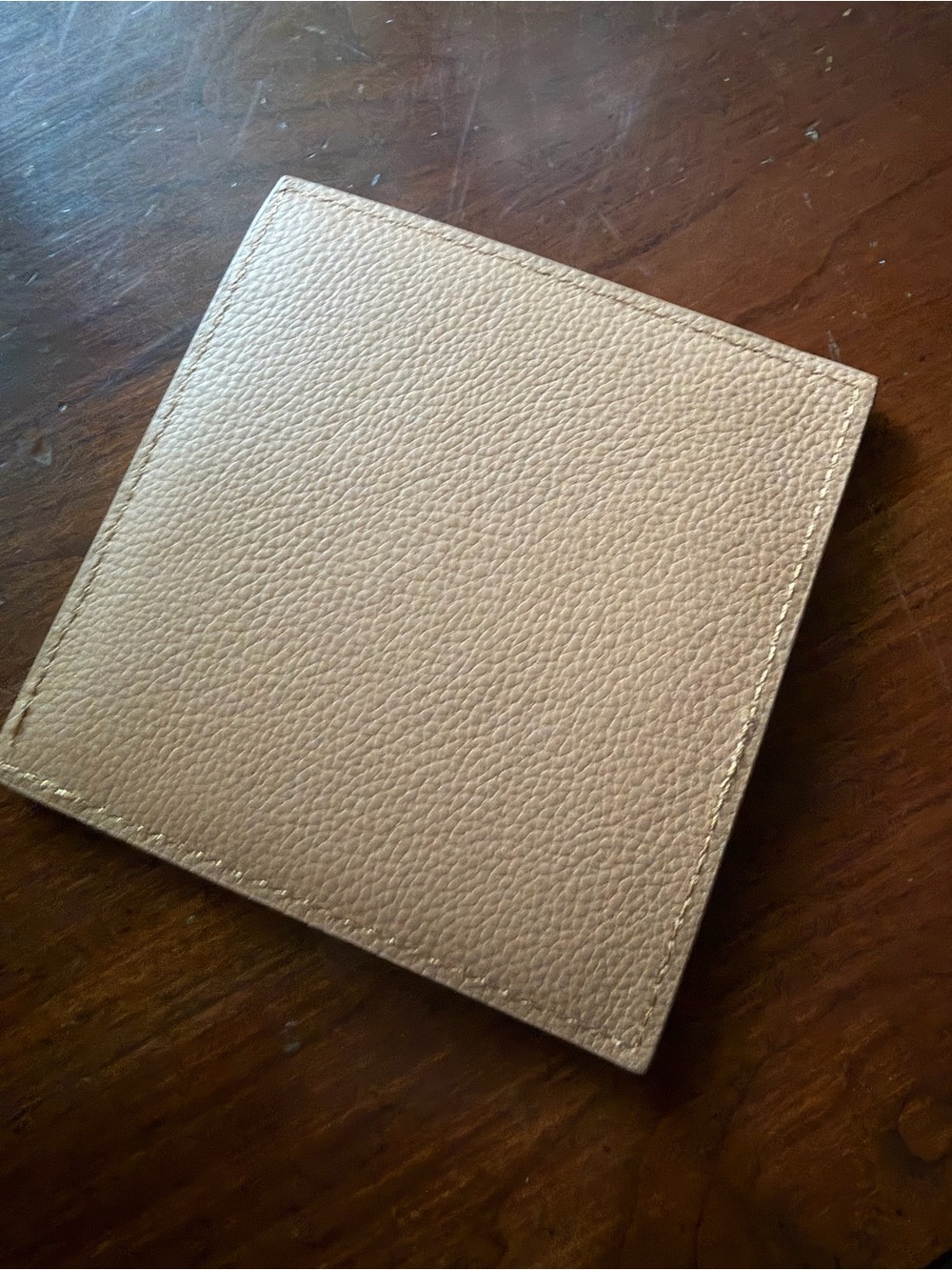 Slim Pebbled Leather Card & Key Holder — Tan - Picture 2 of 3